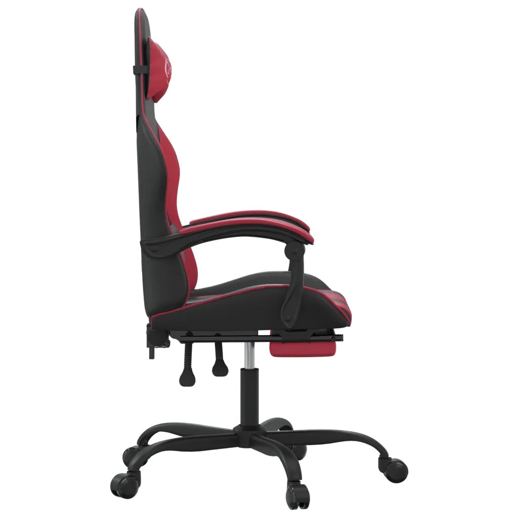 Sedia Gaming Girevole Poggiapiedi Nero e Rosso Vino Similpelle cod mxl 78401