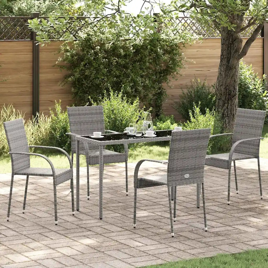 Sedie da giardino Impilabili 4 pz | Sedie da Esterno Grigie in Polyrattan
