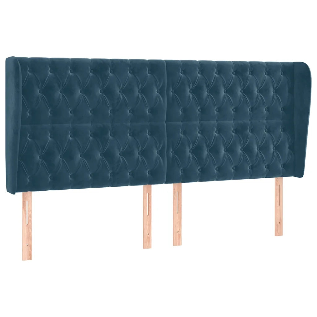 Testiera ad Orecchio Blu Scuro 183x23x118/128 cm in Velluto 3118356