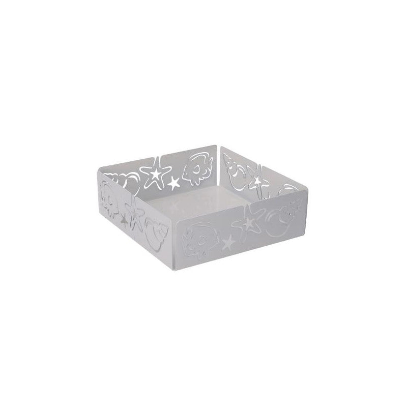 Portatovaglioli metallo mare bianco quadrato cm 16,5x16,5x5,5
