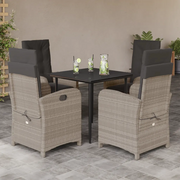 Set Pranzo da Giardino 5pz con Cuscini Grigio Chiaro Polyrattan 3212411