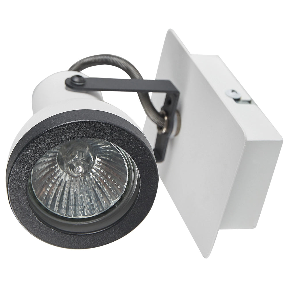 Set di 2 Lampade da parete in metallo bianco e nero 1 luce a con paralume a faretto
