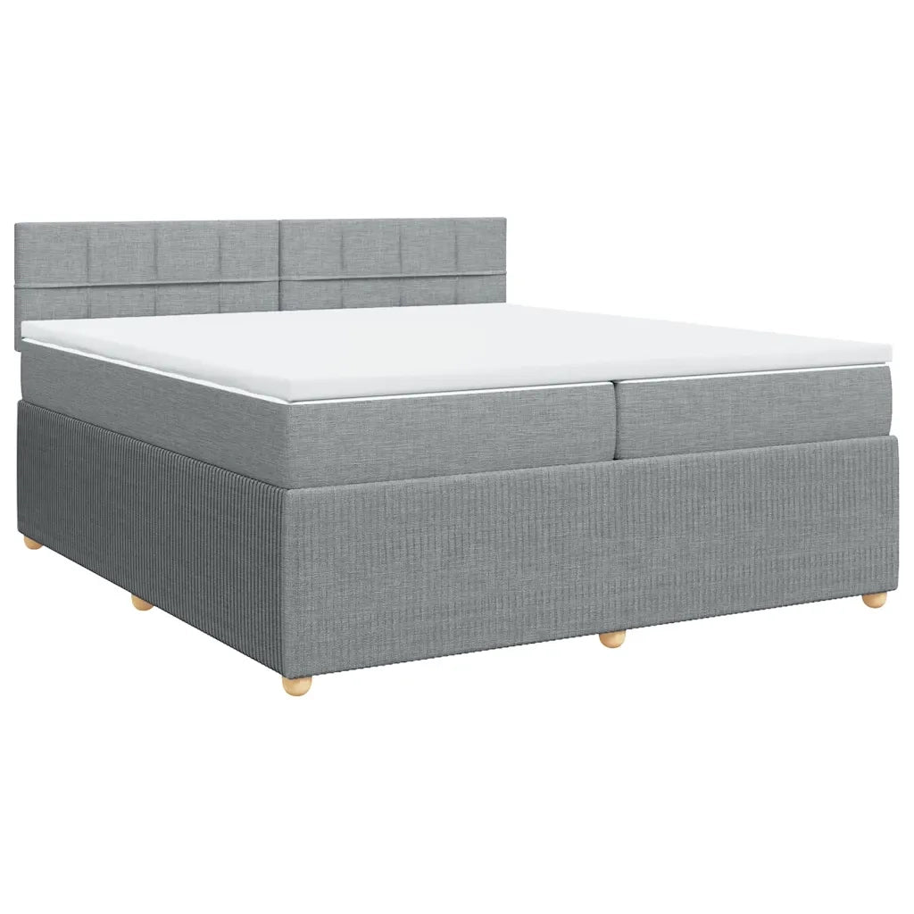 Giroletto a Molle con Materasso Grigio Chiaro 200x200cm Tessuto