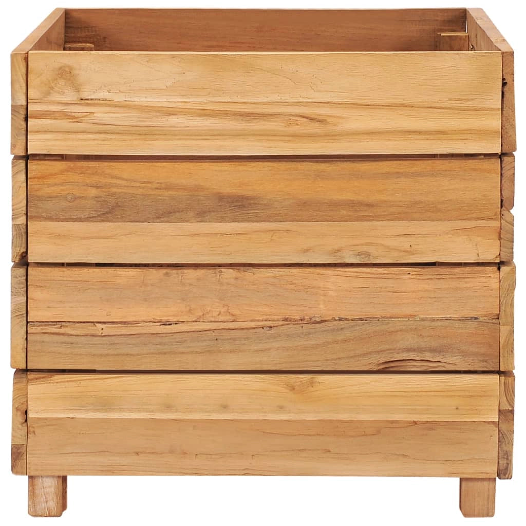 Aiuola rialzata per piante e fiori 50 x 40 x 38 cm legno di teak riciclato e acciaio 02_0000937
