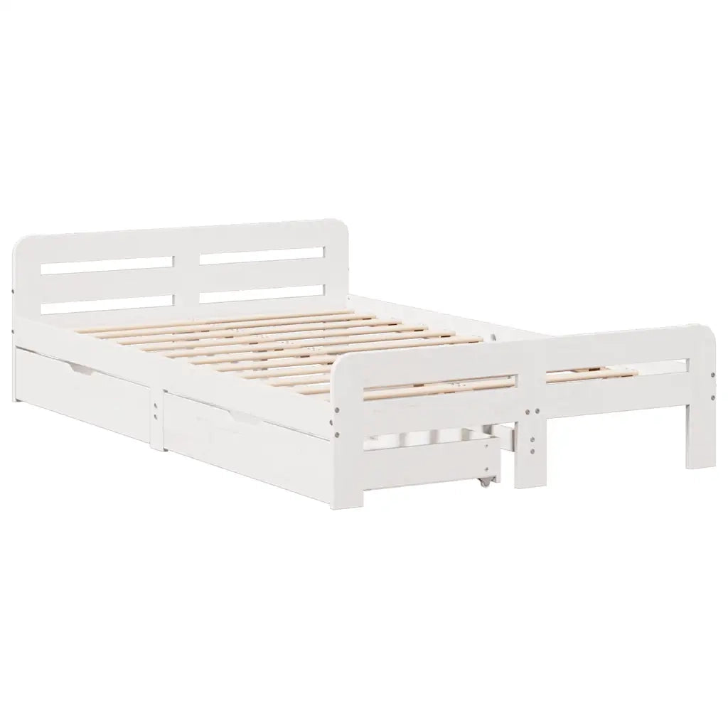 Letto senza Materasso Bianco 135x190 cm Legno Massello di Pino 3309054