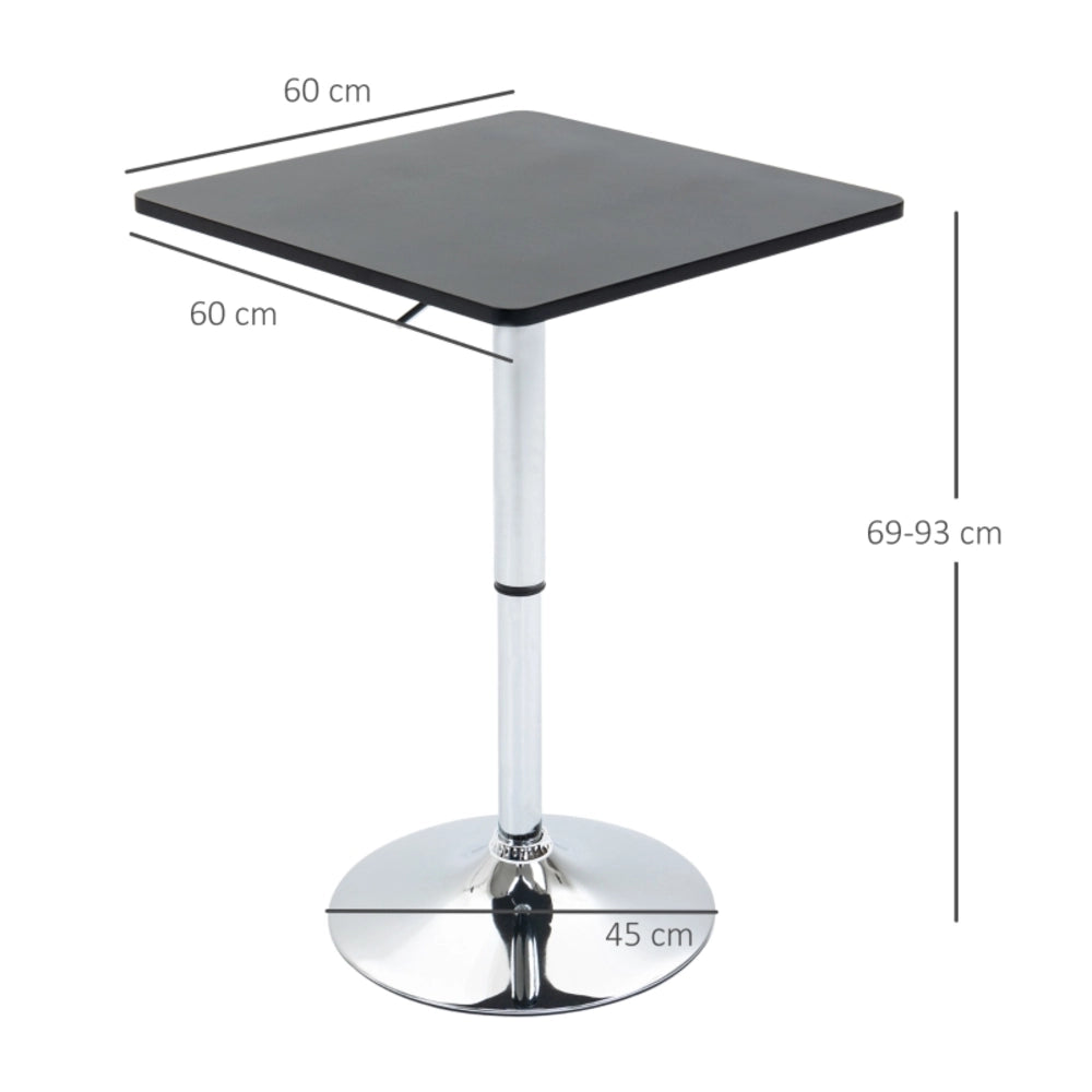 TAVOLO BAR Regolabile 60x60 cm Nero in Legno e Metallo