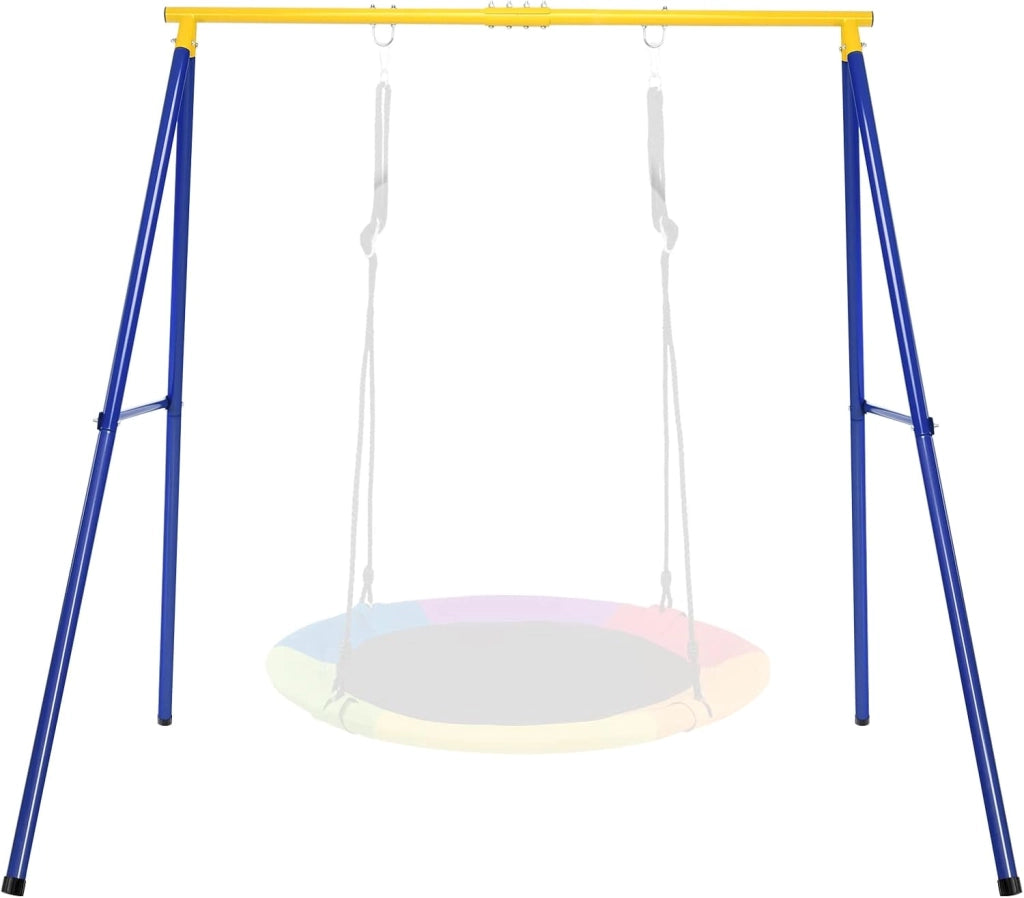 Supporto per Altalena Bambini, Base da Altalena per Bambini in Metallo, Strattura per Altalena da Giardino, Portata 200 kg (Blu e Giallo)