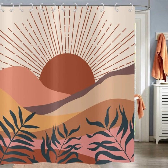 Douchegordijn a geometria - Acqua impermeabile - 1 pezzo - Poliestere - 180 x 200 cm