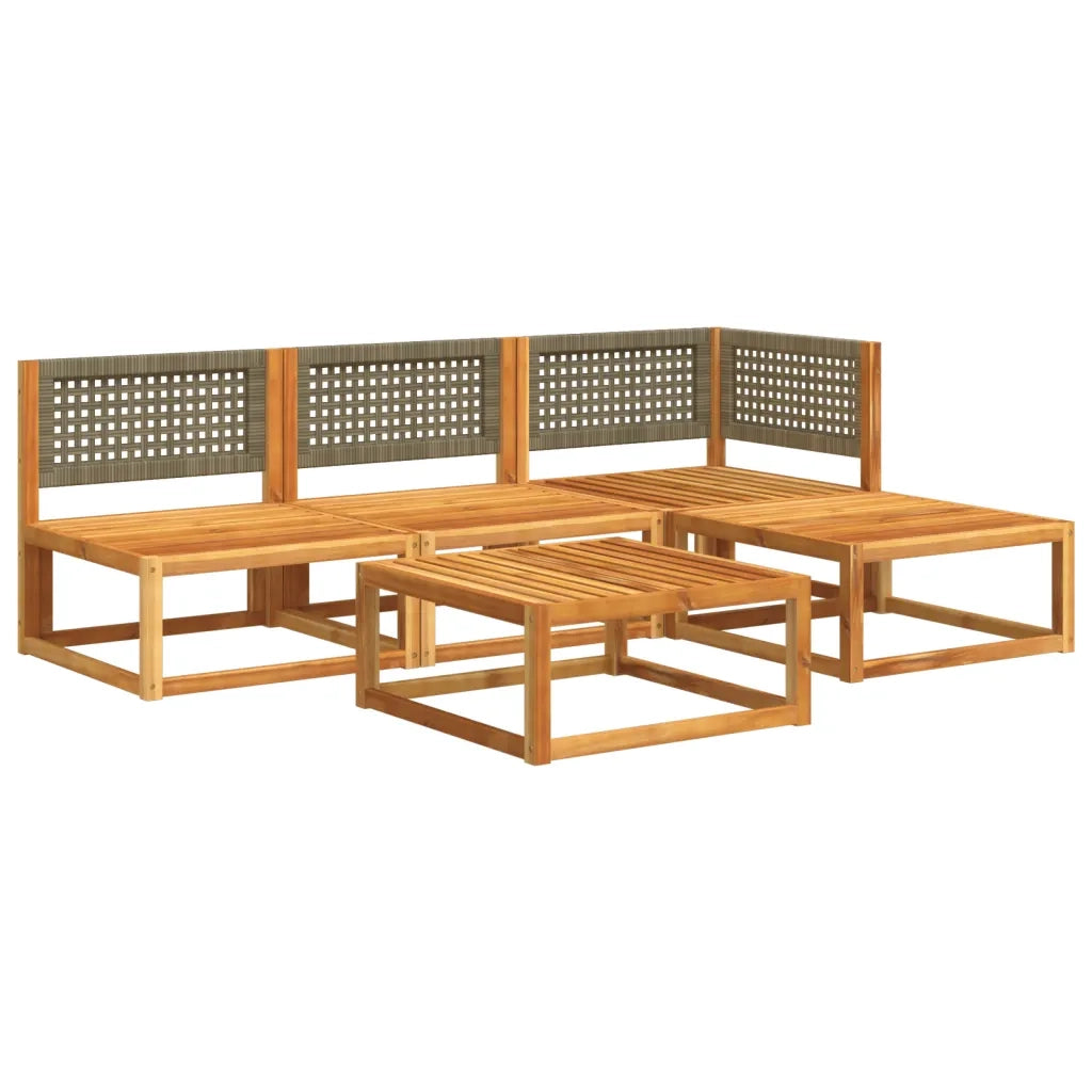 Set di divani da giardino 5 pezzi con cuscini in legno di acacia e rattan