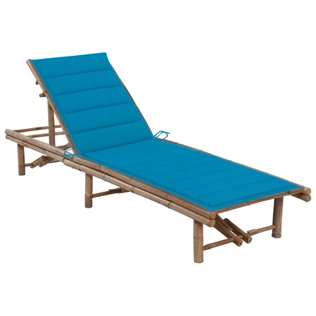 Lettino prendisole sedia a sdraio lettino prendisole letto da giardino mobili da esterno per patio con cuscino in bambù 02_0012288