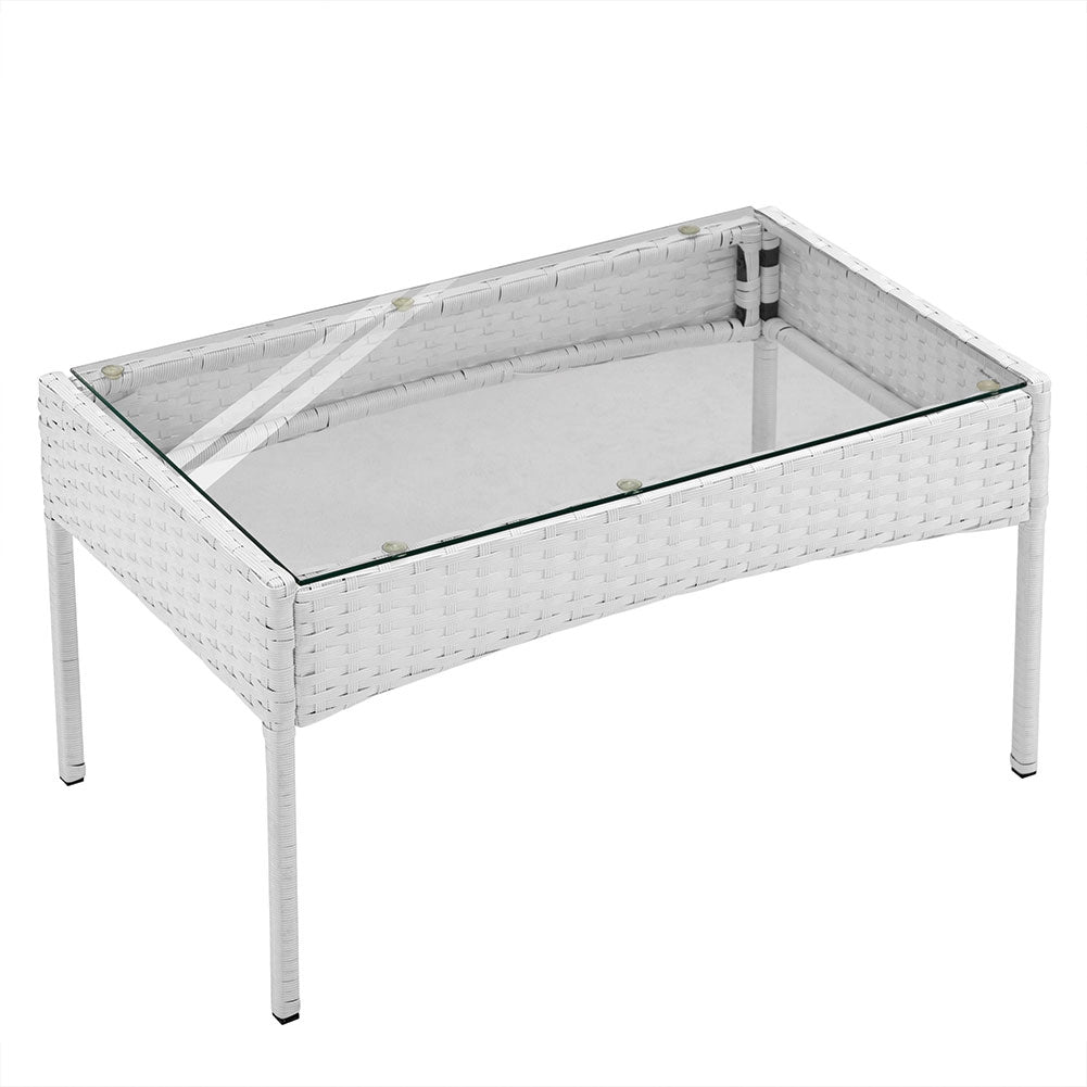 Set Salotto Completo Divano Poltrone Tavolino Poly Rattan Arredo Giardino Bianco
