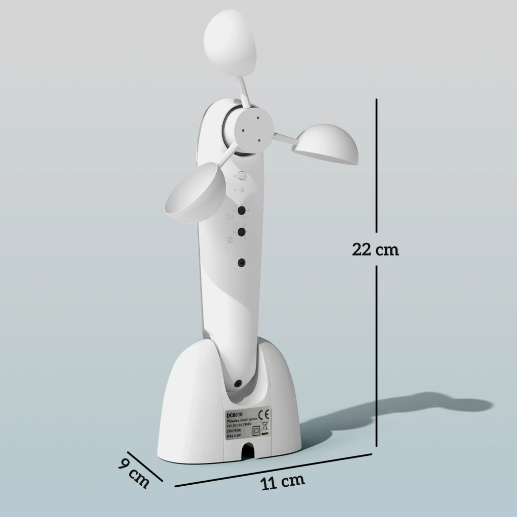 Sensore di Vento Elettrico con Sensore di Sole ¨C zephmum ¨C 22x11x9 cm Bianco
