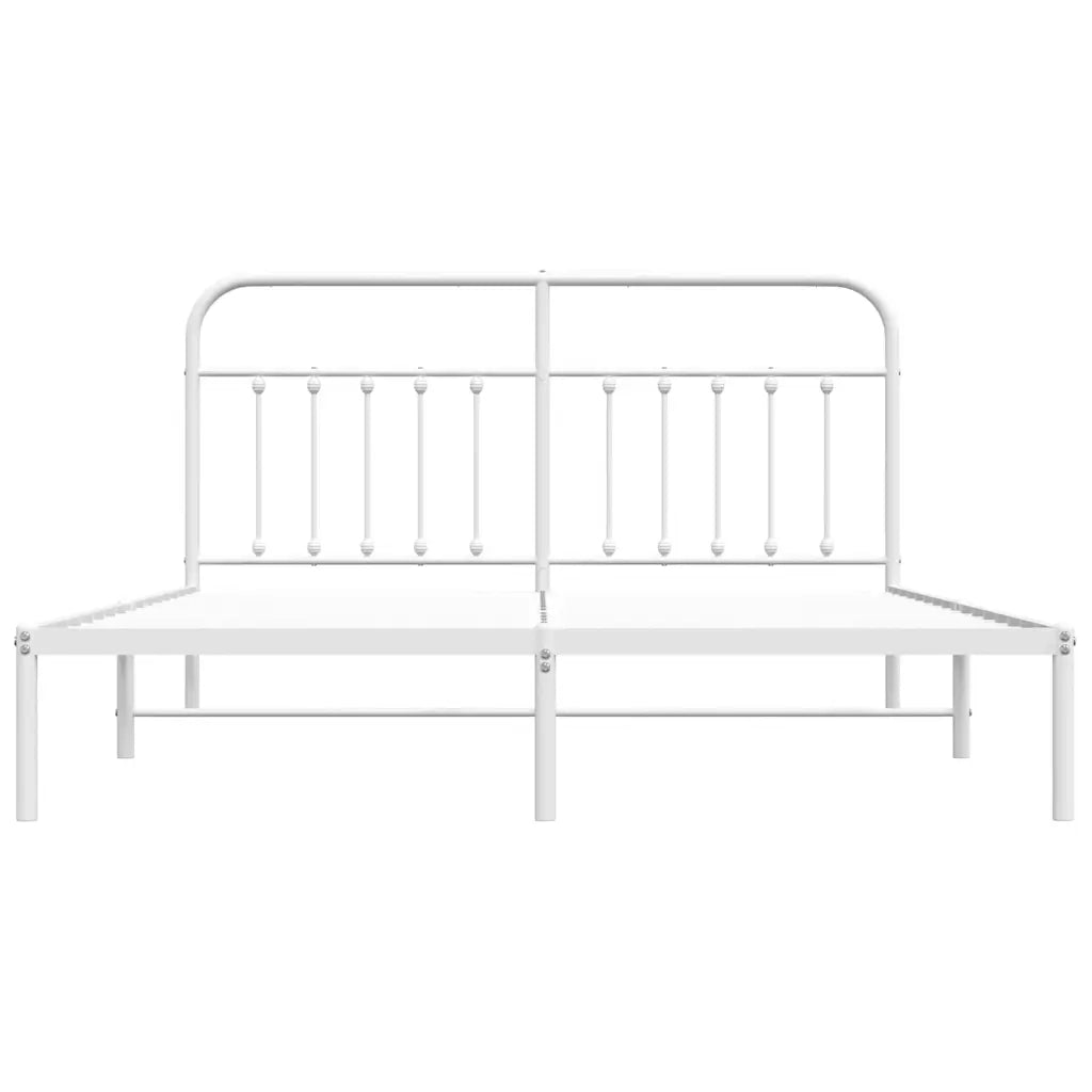 Letto matrimoniale | Letto per adulti | Giroletto con Testiera Metallo Bianco 180x200 cm