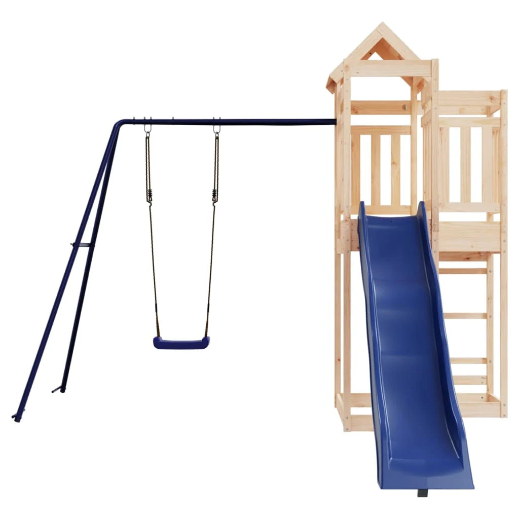 Altalena per parco giochi all'aperto scivolo altalena robusta giochi da giardino 291 x 373 x 238 cm legno di pino massiccio 02_0004930