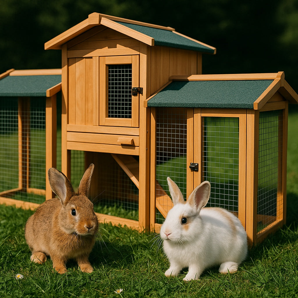 Conigliera XXL con recinto esterno per conigli lepri e piccoli animali