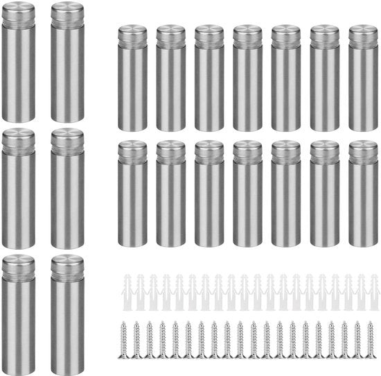 20 x Supporti per vetrina da parete in acciaio inossidabile, viti 12 x 40mm, viti per supporto per vetrina, specchi, acrilico, poster, sala espositiva