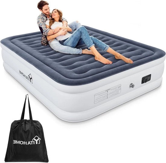 Letto gonfiabile autoinflante con pompa elettrica integrata - materasso gonfiabile per campeggio e letto di fortuna con tasca di stivaggio