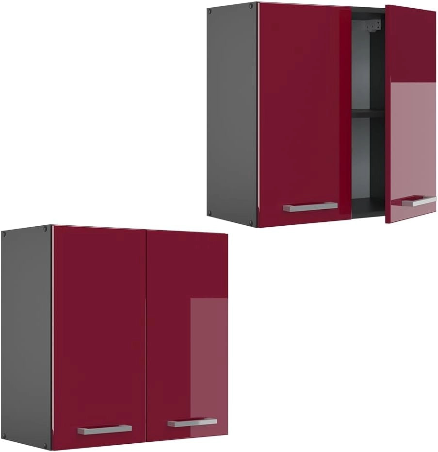 Pensile da cucina R-Line, Rosso lucido, 60 cm, per la libera combinazione all'interno di sistemi cucina modulari