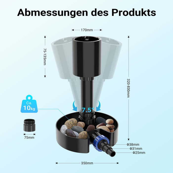 Skimmer di superficie CSP-40 per laghetti fino a 40 m², altezza regolabile 650–850 mm