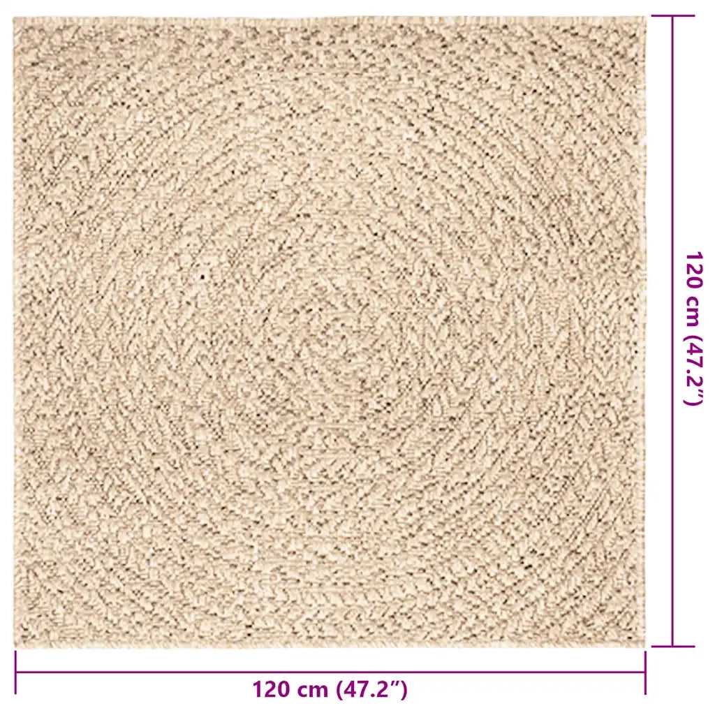 Tappeto ZIZUR Beige 120x120 cm Aspetto Iuta Interni ed Esterni 4010406