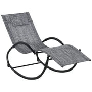 Sedia Sdraio a Dondolo Zero-Gravity da Esterno Impermeabile con Poggiatesta, 155x61x88 cm, Grigio