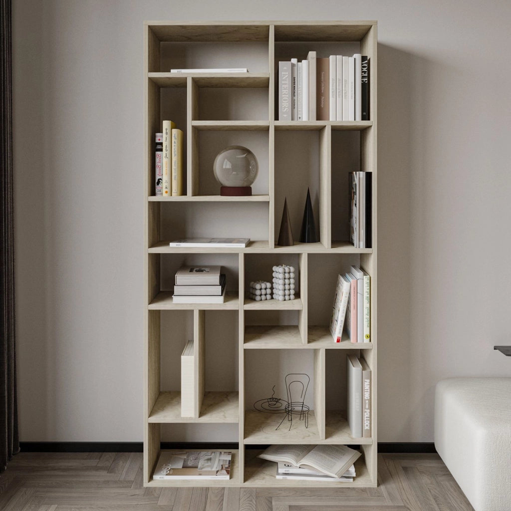 Libreria in legno "Nicola" - 90 x 30 x 180 cm - Travertino