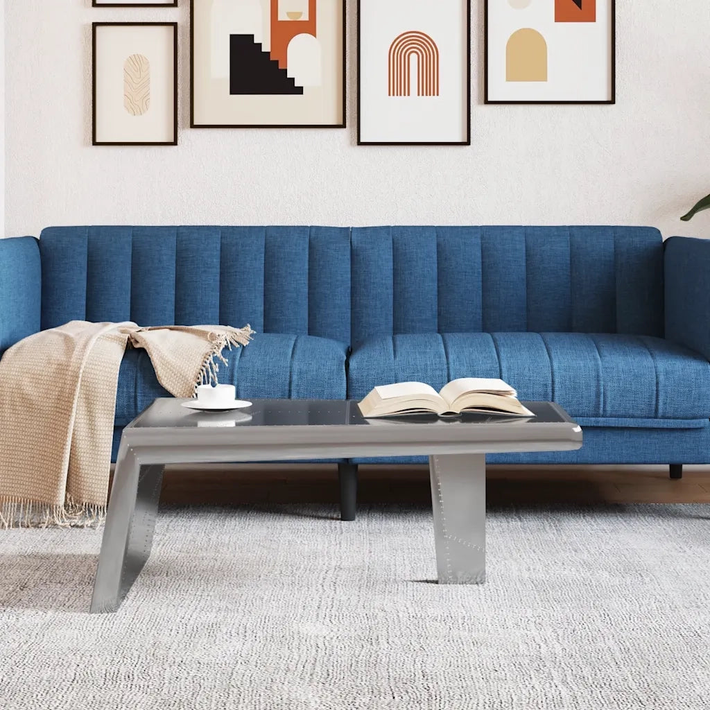 Tavolino da Salotto Aviator Alluminio Stile Vintage Aeronautico 246362