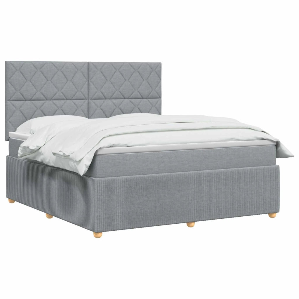 Letto Box Spring LED con Materasso Grigio Chiaro 160 x 200 cm 3455902