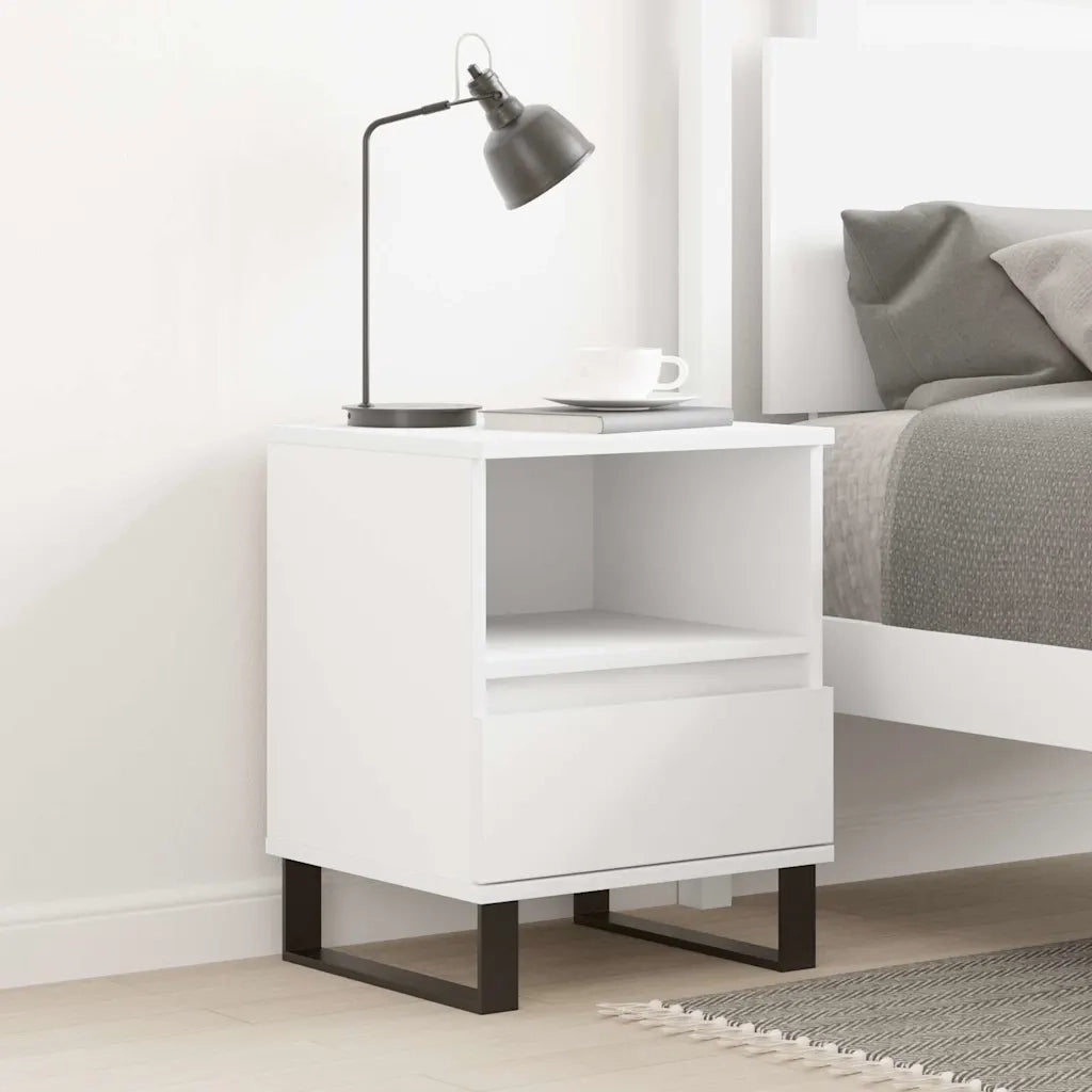 Comodino Bianco 40x35x50 cm in Legno Multistrato 830636