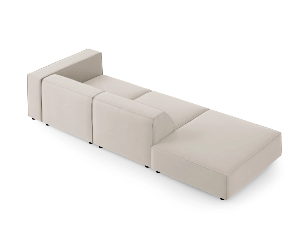 Cosmopolitan Design - Divano sinistro "Arendal" 4 posti in velluto ecru 