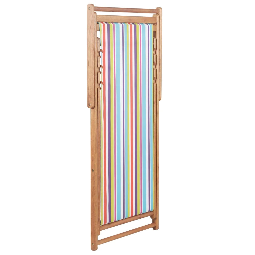 Sdraio da Spiaggia Pieghevole Telaio Legno Tessuto Multicolore 44002