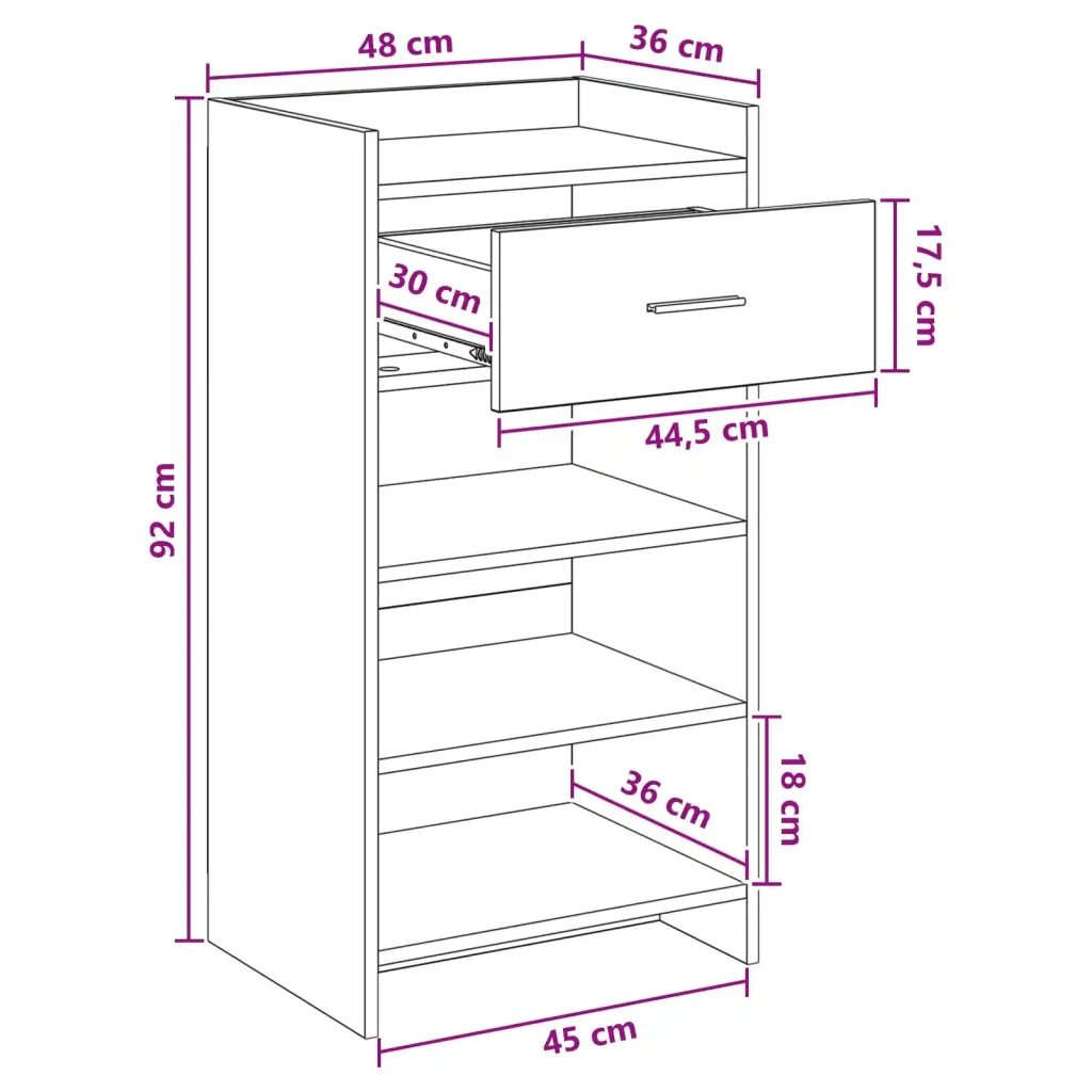 Mobile per scarpe con cassetto Legno antico 48 x 36 x 92 cm 8011353