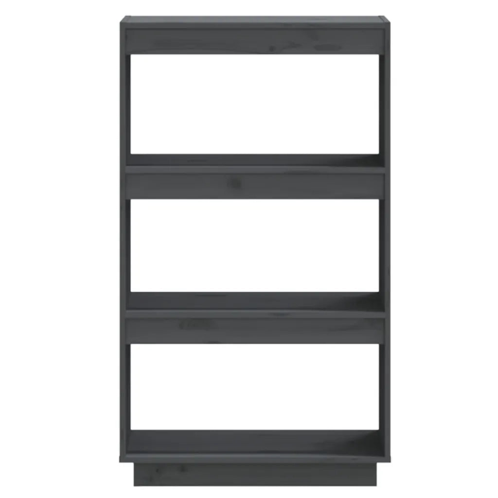 Libreria Divisorio-Scaffale per Libri-Mobile di Stoccaggio Grigio 60x35x103cm in Legno Massello di Pino