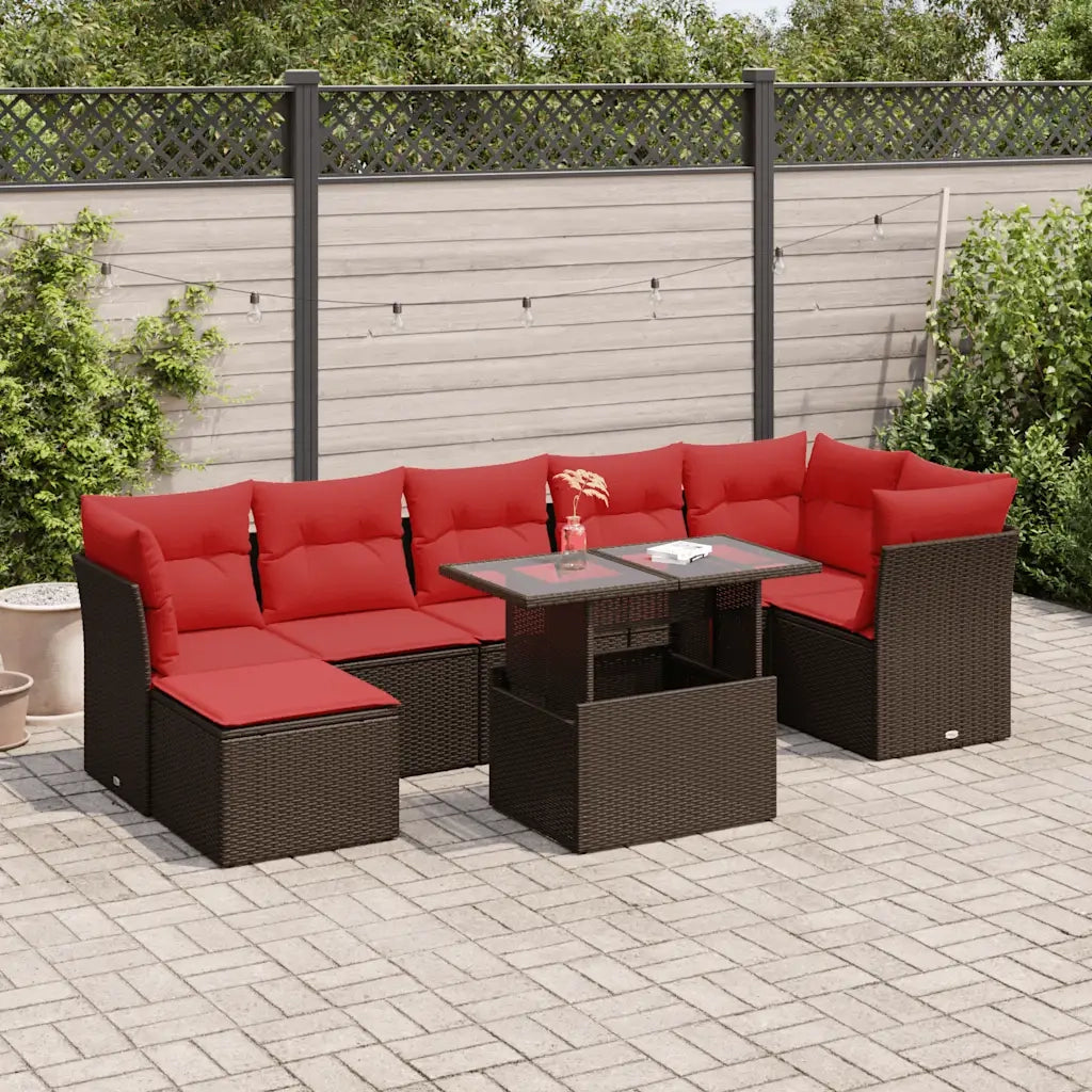 Set Divani Giardino 8 pz con Cuscini Marrone Polyrattan Acacia 3326205