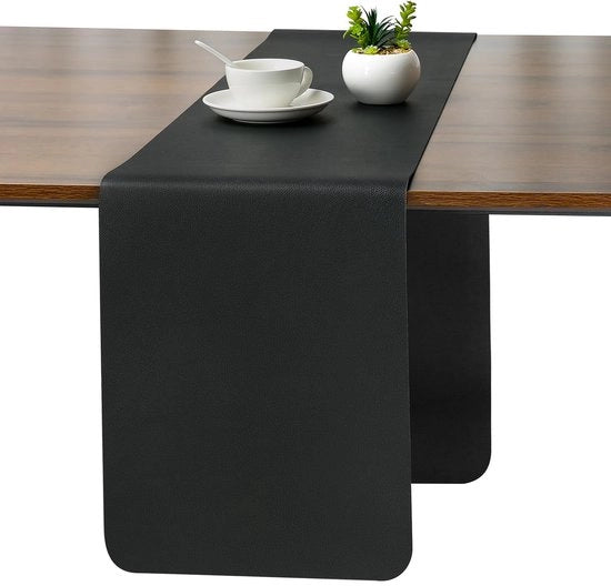Tavolo Esterno in Pelle, Doppia Faccia, Impermeabile, Antiscivolo, Utilizzabile come Decorazione, Dimensioni 30 x 183 cm (Nero)