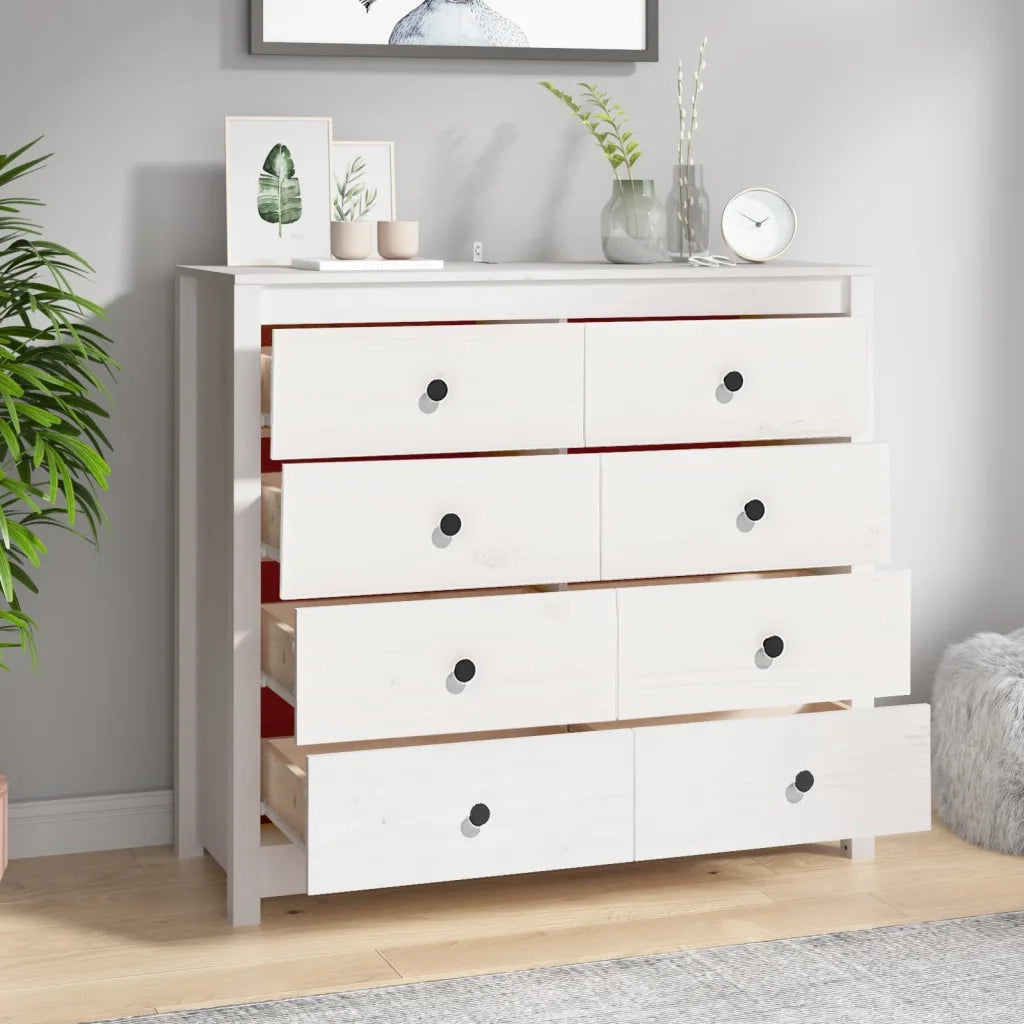Armadietto Bianco 100x40x90 cm in Legno Massello di Pino CFW3978241