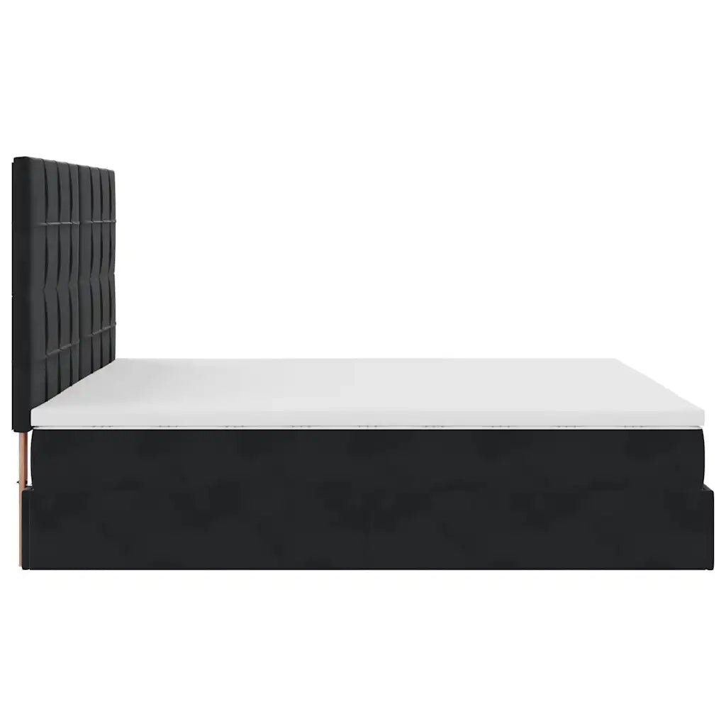 Struttura Letto Pouf con Materassi Nero 200x200 cm Velluto 3314344