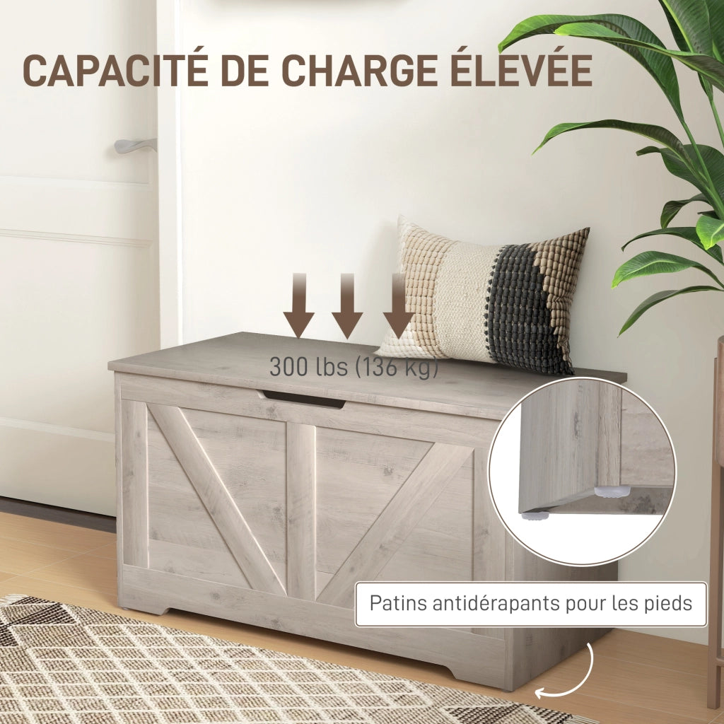 Coffre de Rangement Meuble d'Entrée Rustique 80x40x45cm Gris
