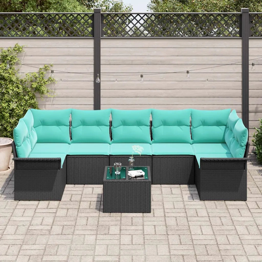 Set Divano da Giardino 8 pcs Nero Poly Rattan 3345286