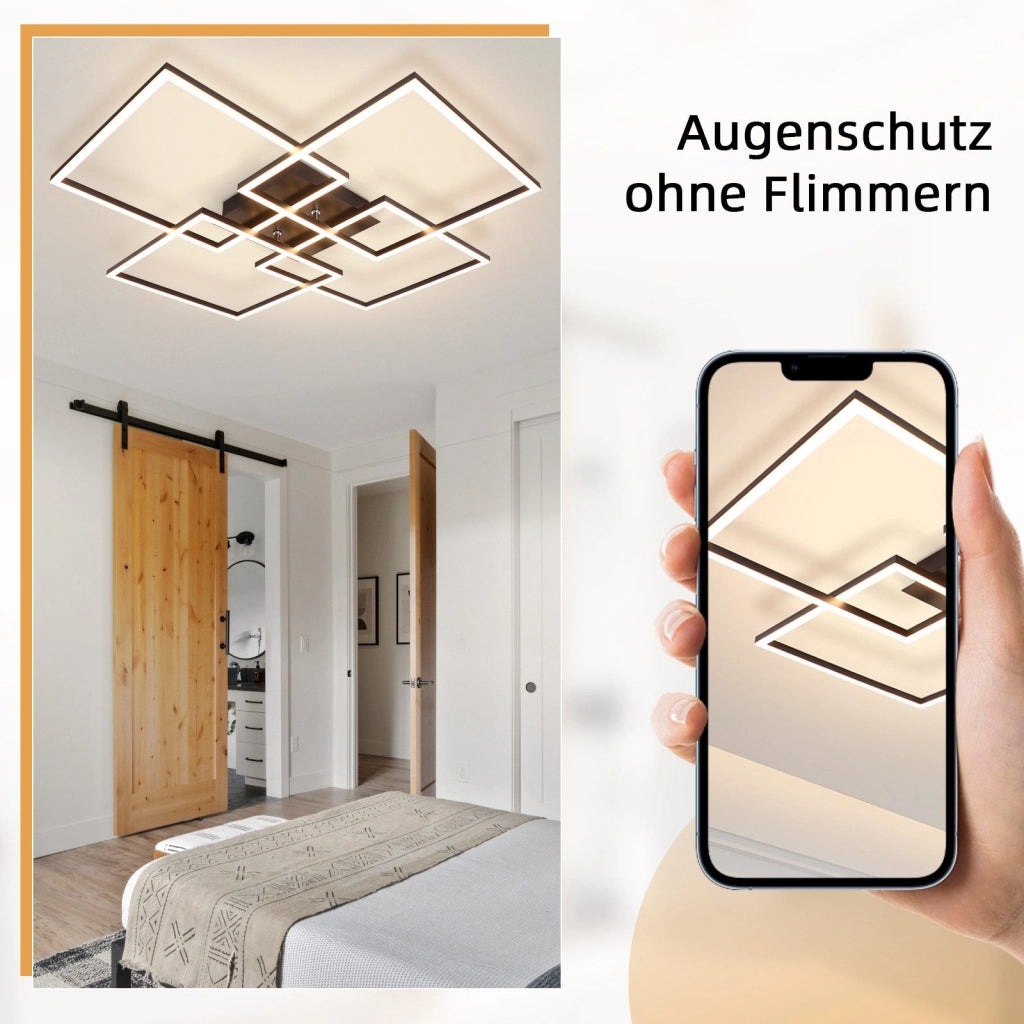 ZMH Lampada da soffitto plafoniera LED moderna 32W 3000K design rettangolare per soggiorno camera letto