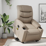 Poltrona Alzapersone Massaggi Reclinabile Cappuccino Similpelle