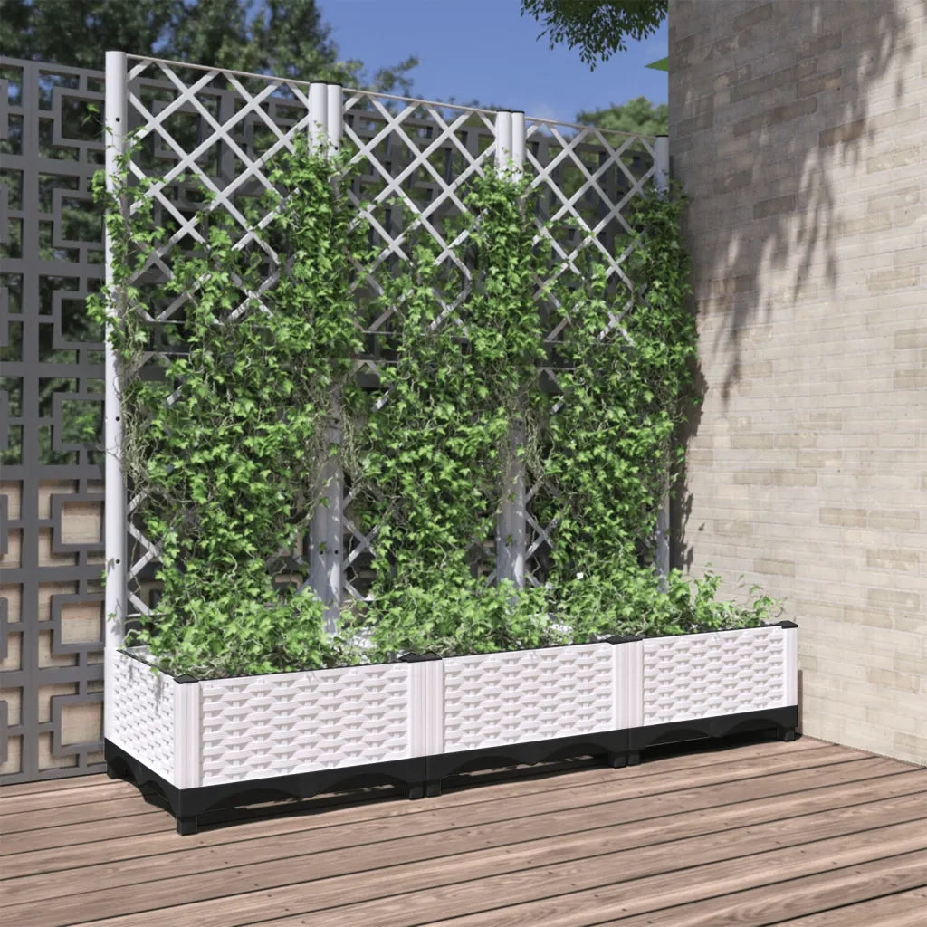 Fioriera da Giardino con Graticcio Bianco 120x40x121,5 cm PPcod mxl 119035