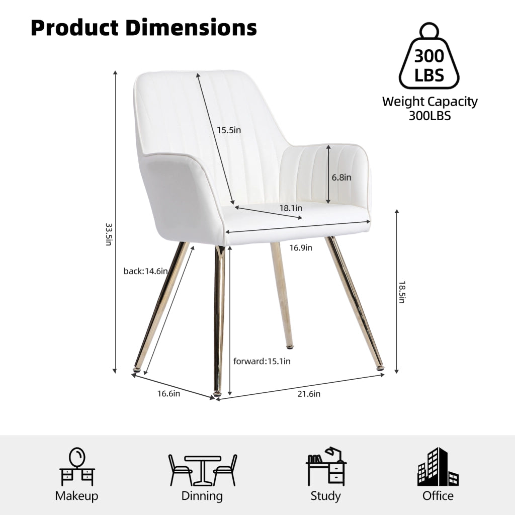 Sedie da Pranzo Set 2 Pezzi con Braccioli ¨C MINIMAL ¨C Tessuto, Gambe in Metallo Dorato
