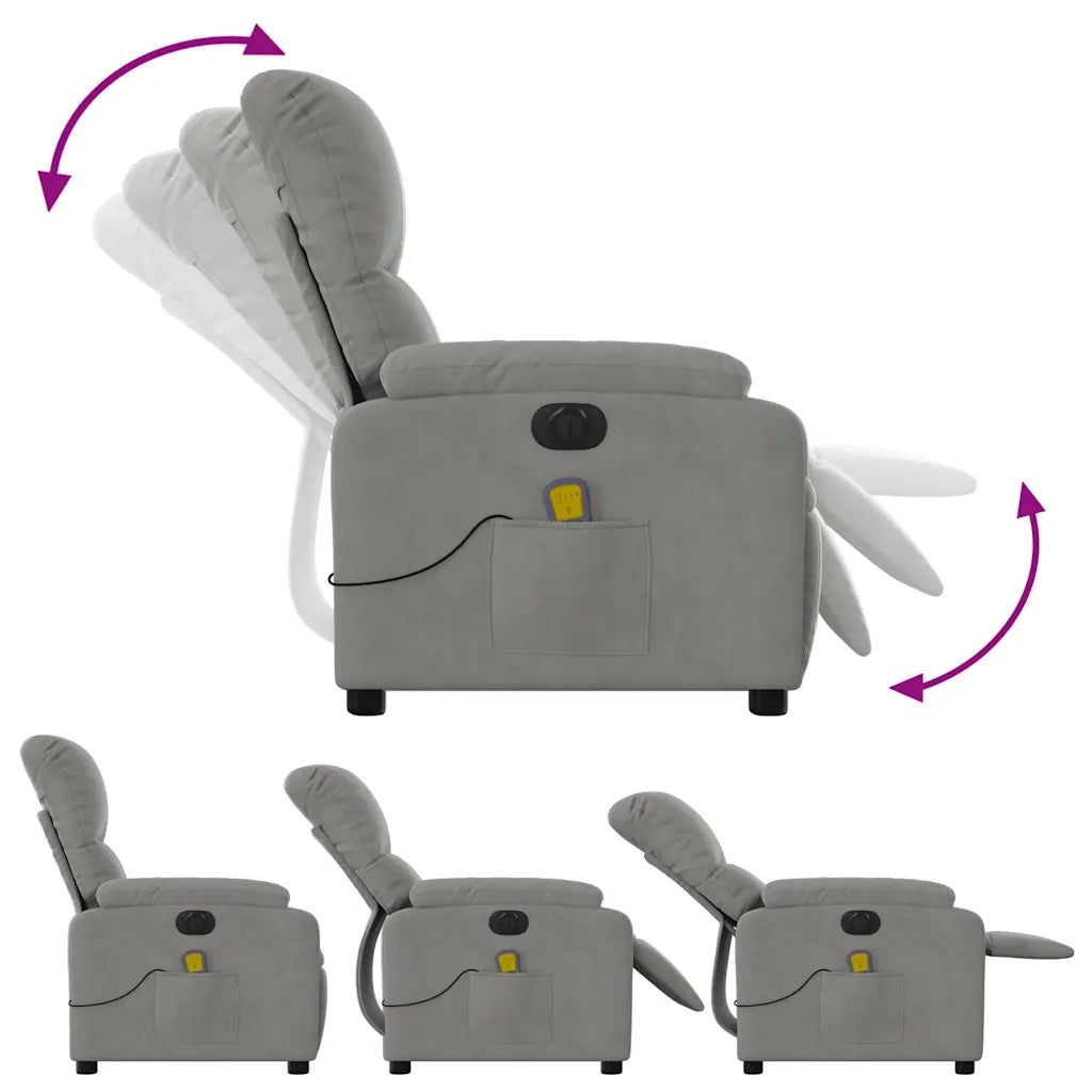 Divano Sedia-Poltrona Reclinante Massaggi Elettrica Grigio Chiaro Microfibra 874750