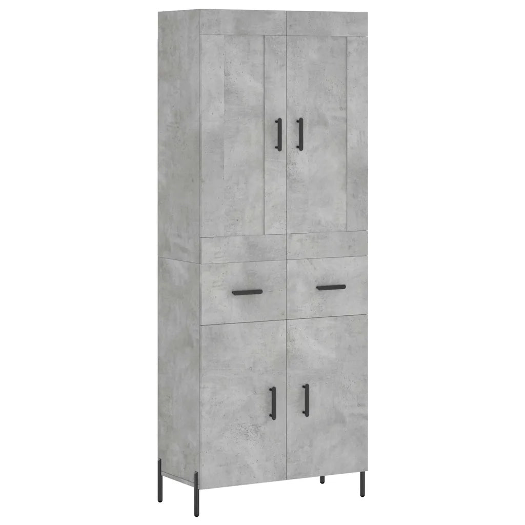 Credenza | Madia | Buffet da pranzo | Armadio da pranzo Grigio Cemento 69,5x34x180 cm in Legno Multistrato