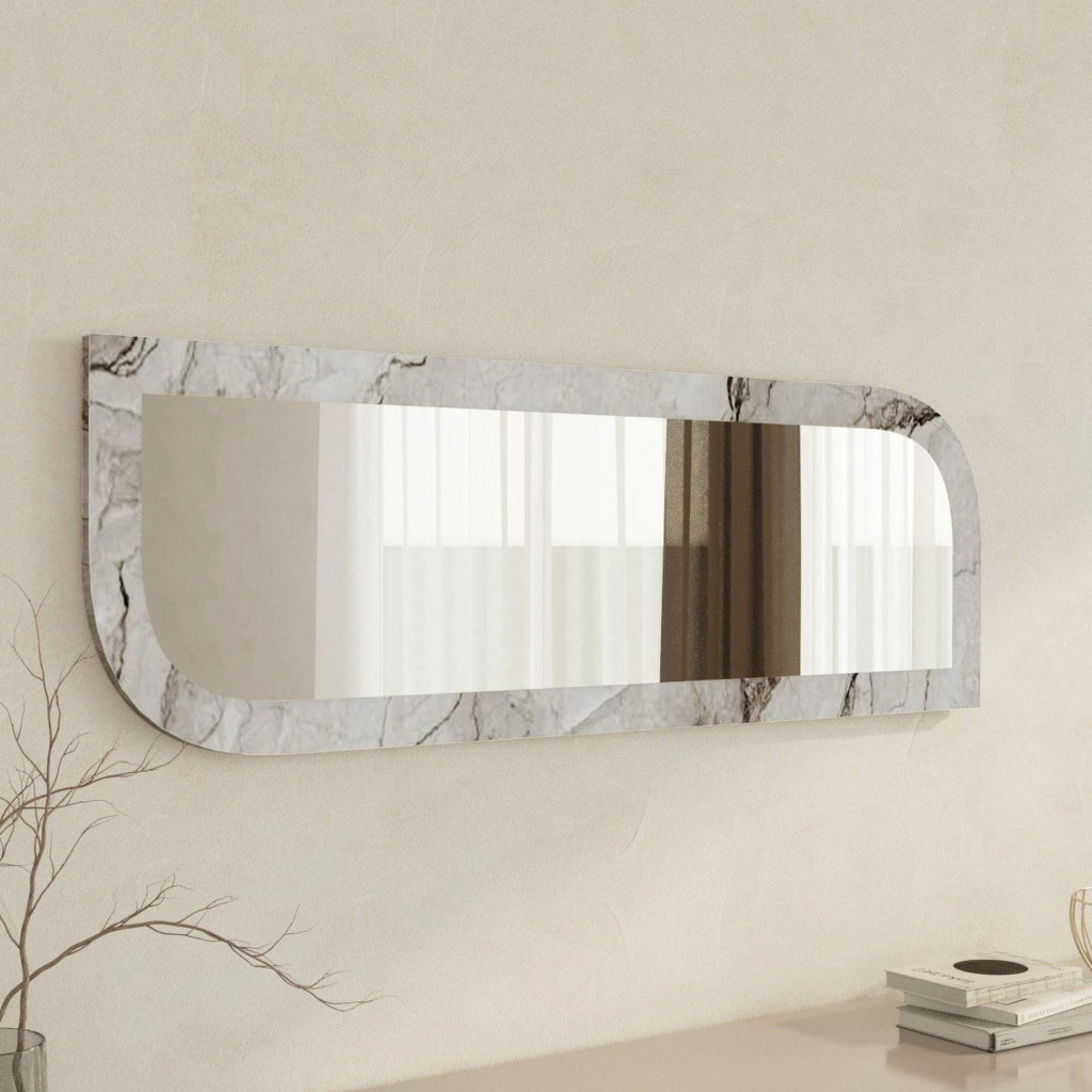Grana, Specchio Forma Rettangolare, 120x40h cm Grigio Marmo
