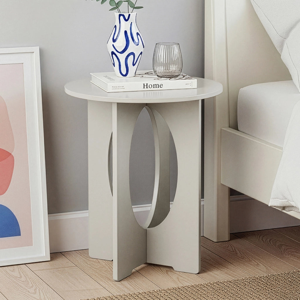 Tavolino Laterale Podeldsvin con Piano Rotondo 49 x Ø40 cm - Tortora [en.casa]