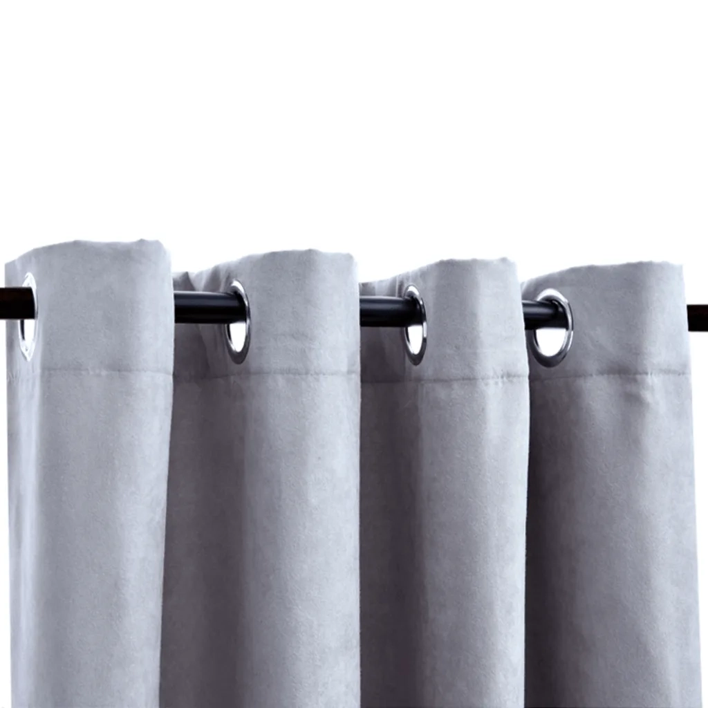 Tende Oscuranti con Anelli in Metallo 2 pz Grigie 140x175 cm 134464