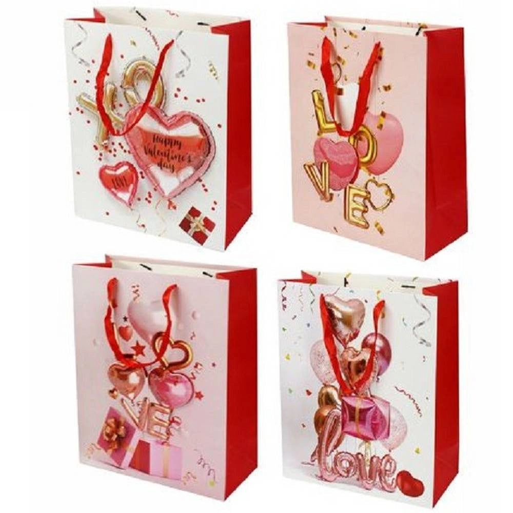 Trade Shop - Set 6 Buste Borsa Regalo Sacchetti San Valentino 26x32x12cm 71096 Varie Fantasie -