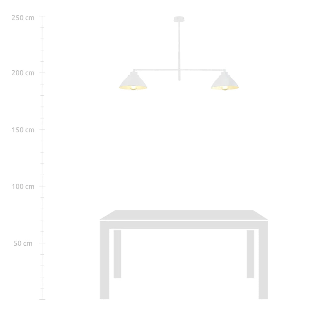 Lampadario Minimal Castore Acciaio Bianco 2 Luci E27 Ip20
